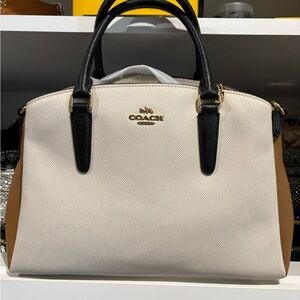 Coach Women's Cream, Black, and Tan Satchel